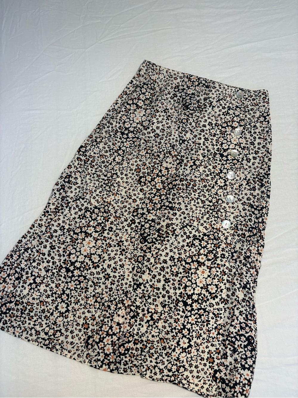 Madewell Floral Button-Front Midi Skirt